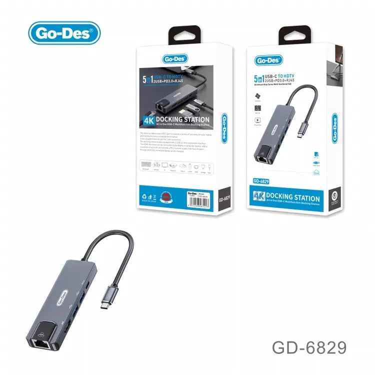 Go Des GD-6829 Type-c to HDTV 5 in 1 Converter Adapter