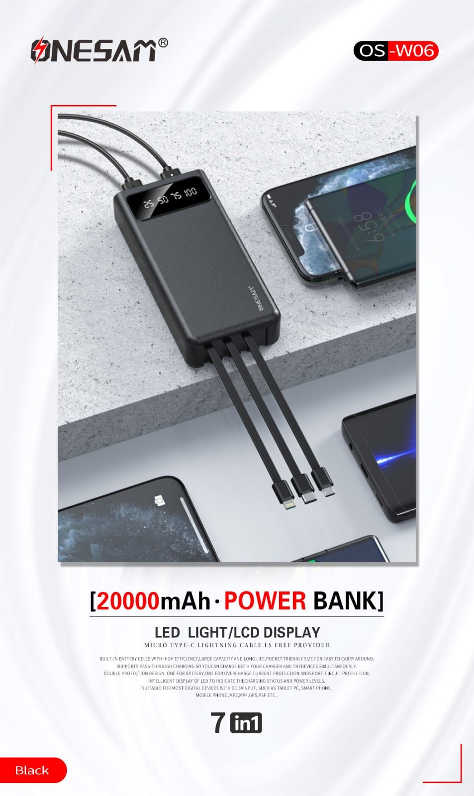 Onesam 7in1 20000mAh Powerbank OS-W06