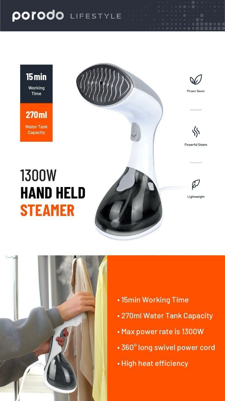 Porodo Lifestyle 1300W Hand Held Steamer