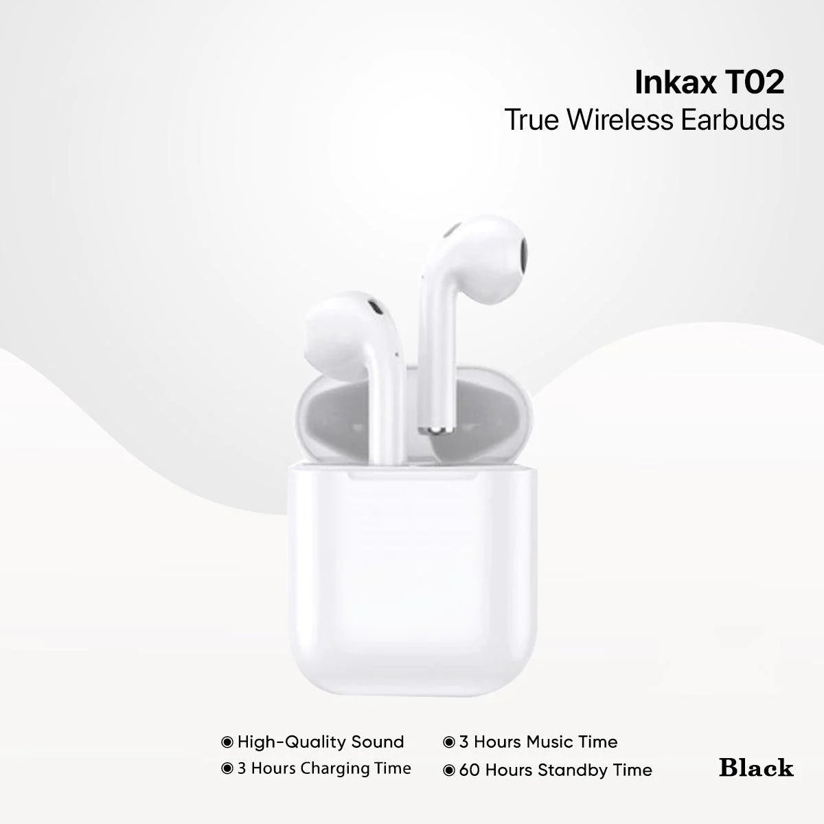 Inkax T02 True Wireless Earbuds - White