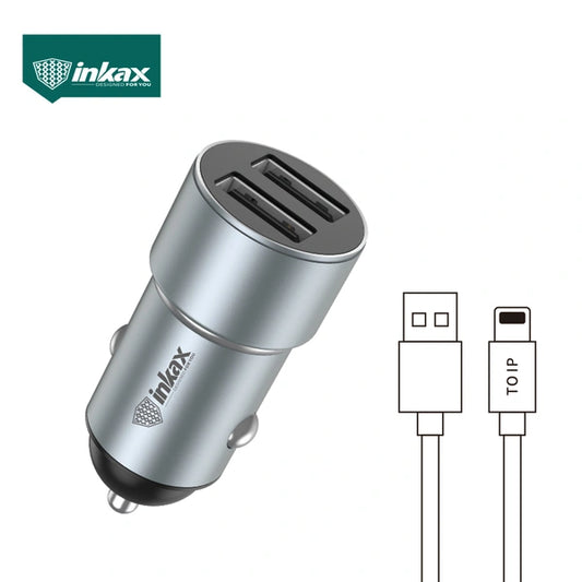 Inkax CA-04 15W 3.1A Dual USB Quick Car Charger With Lightning Cable