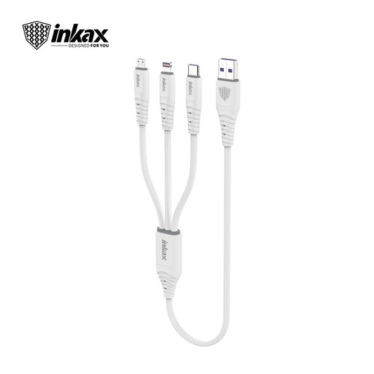 Inkax 3in1 4A (1.3M) Fast Charging Cable - White