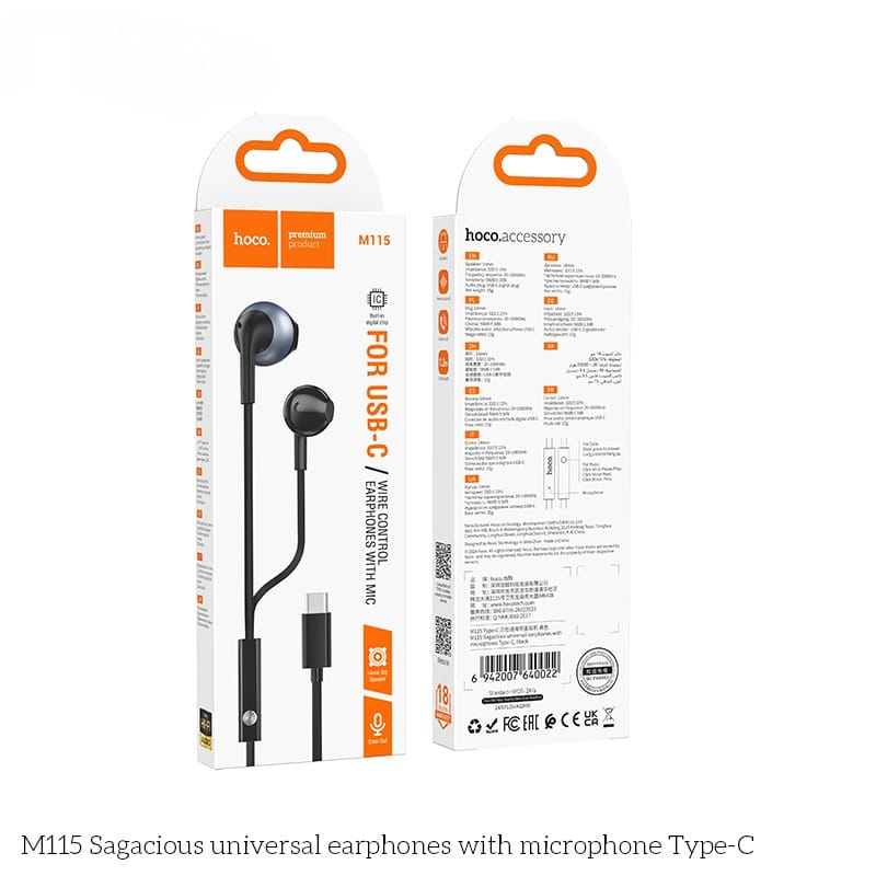 Hoco Type C Universal Wired Earphone M115