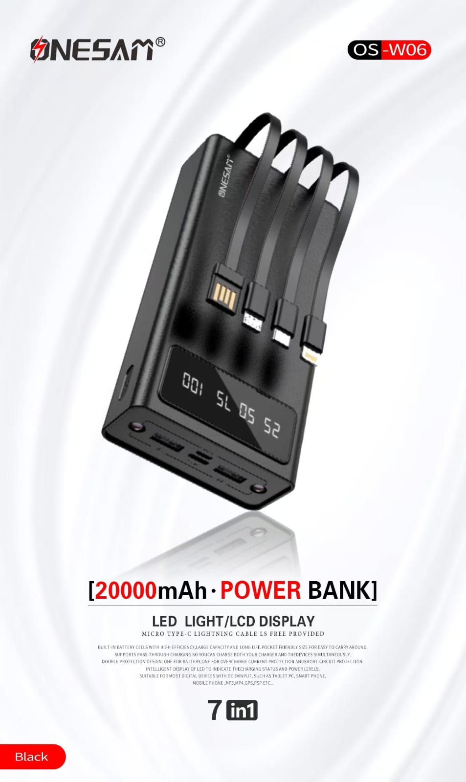 Onesam 7in1 20000mAh Powerbank OS-W06