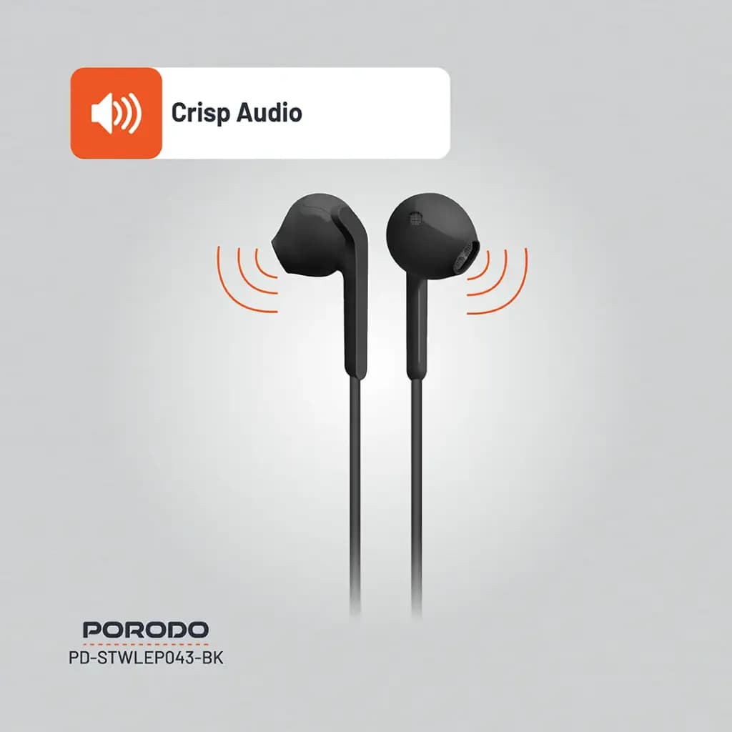 Porodo Soundtec Stereo Earphones 1.2m