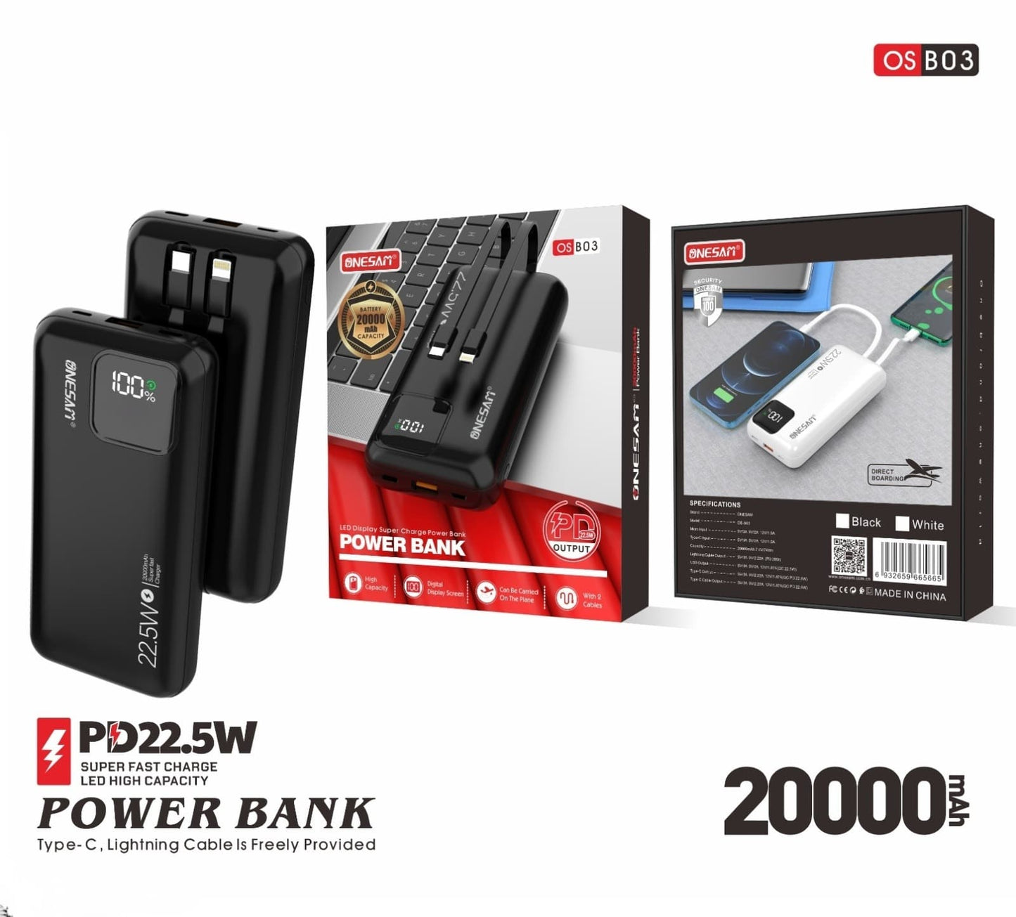 Onesam PD22.5W 20000 mAh Powerbank OS-B03