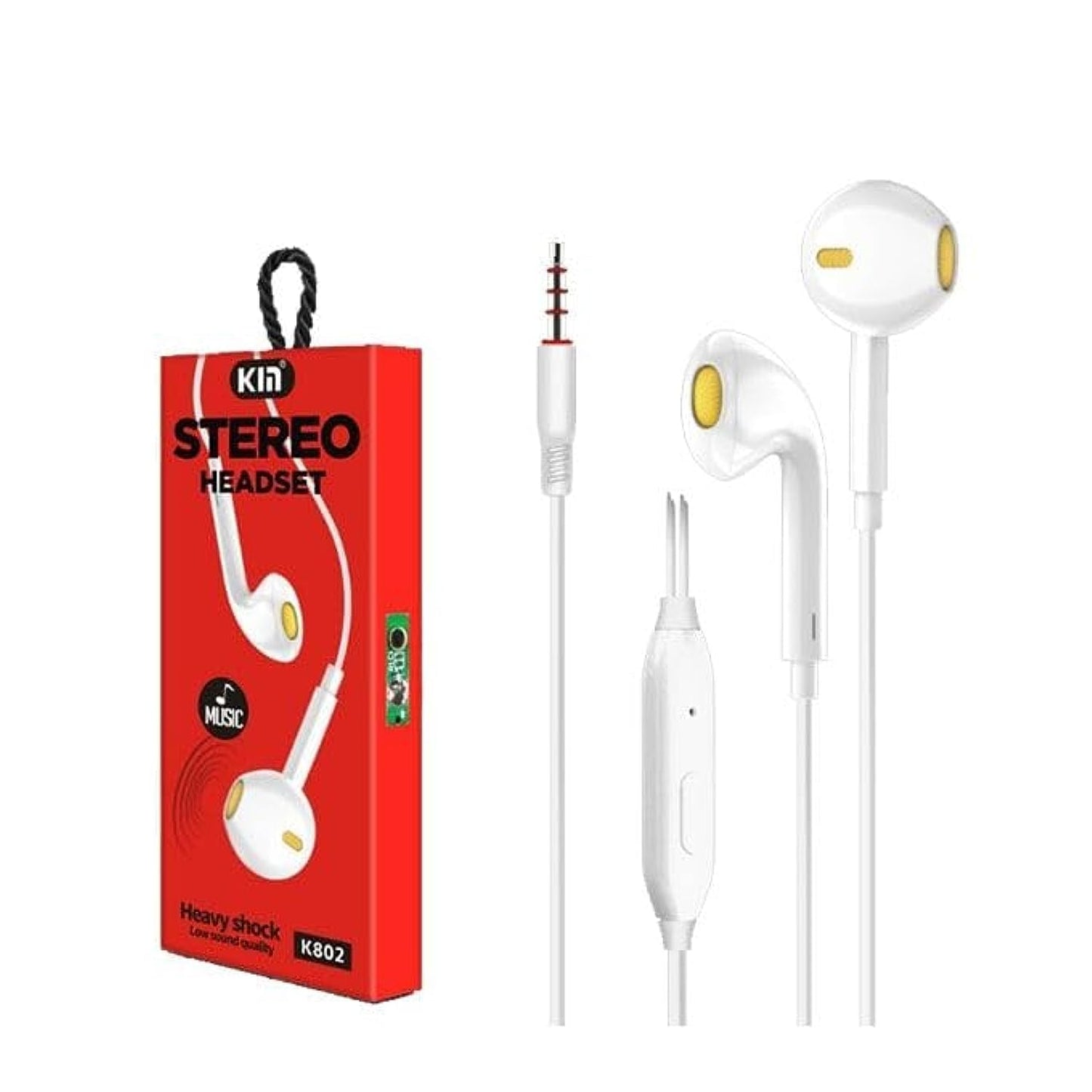 Kin Earphone Stereo Super Bass with Mic Handsfree K802