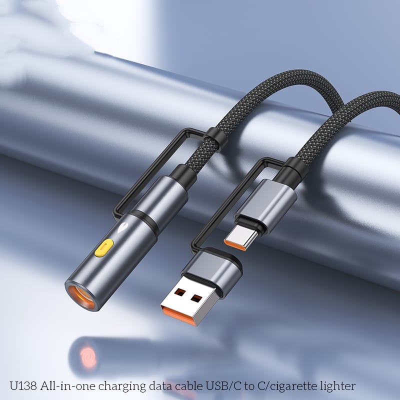 Hoco All-in-one charging data cable USB/C to C/cigarette lighter U138