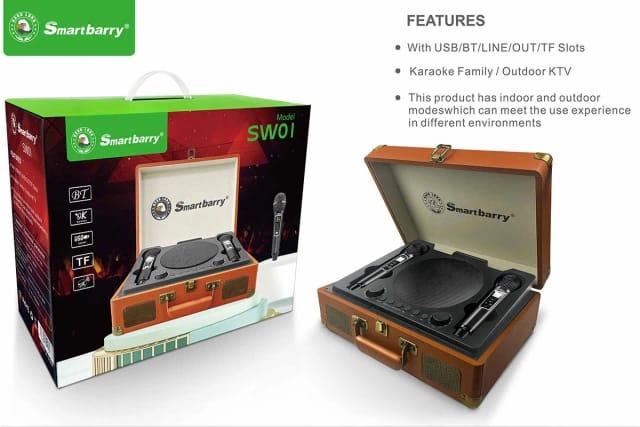 Smartbarry Karoake Bluetooth Speaker 2mic Suitcase Design SW01
