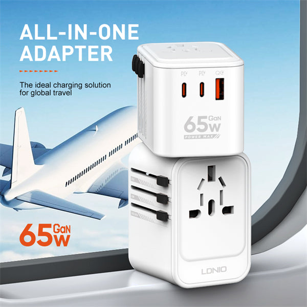 Ldnio 3 USB Ports 65W GaN Travel Adapter Z6