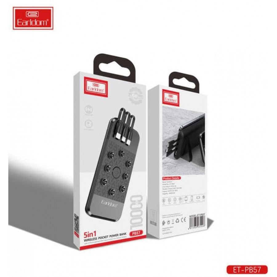 Earldom 5in1 Wireless 10000mah Pocket Power Bank PB57
