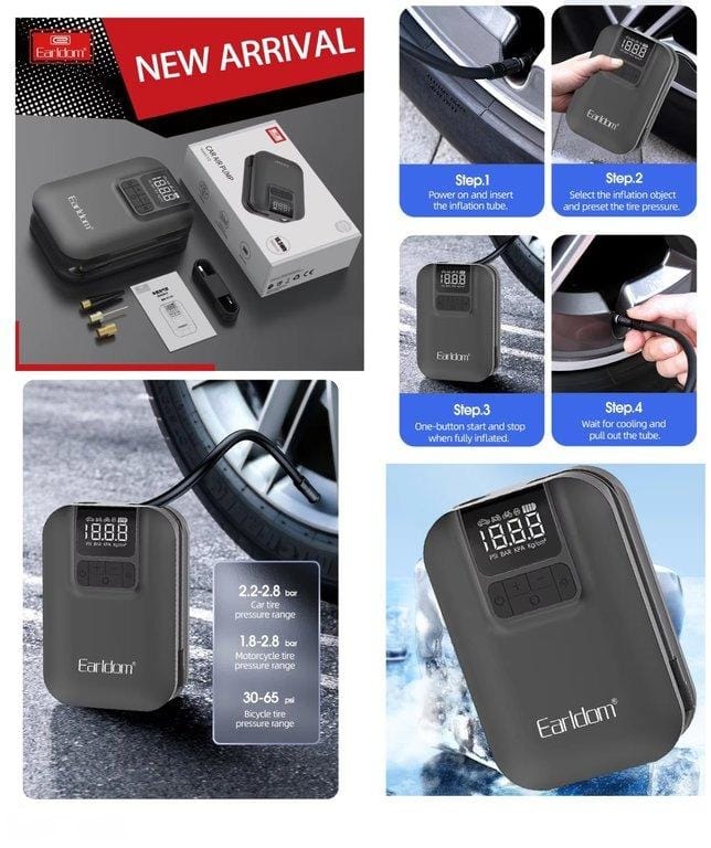 Earldom Digital Mini Car Electric Tire Portable Air Pump ET-V2