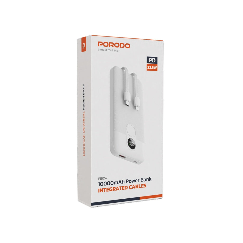 Porodo 10000mAh Powerbank Integrated Cable