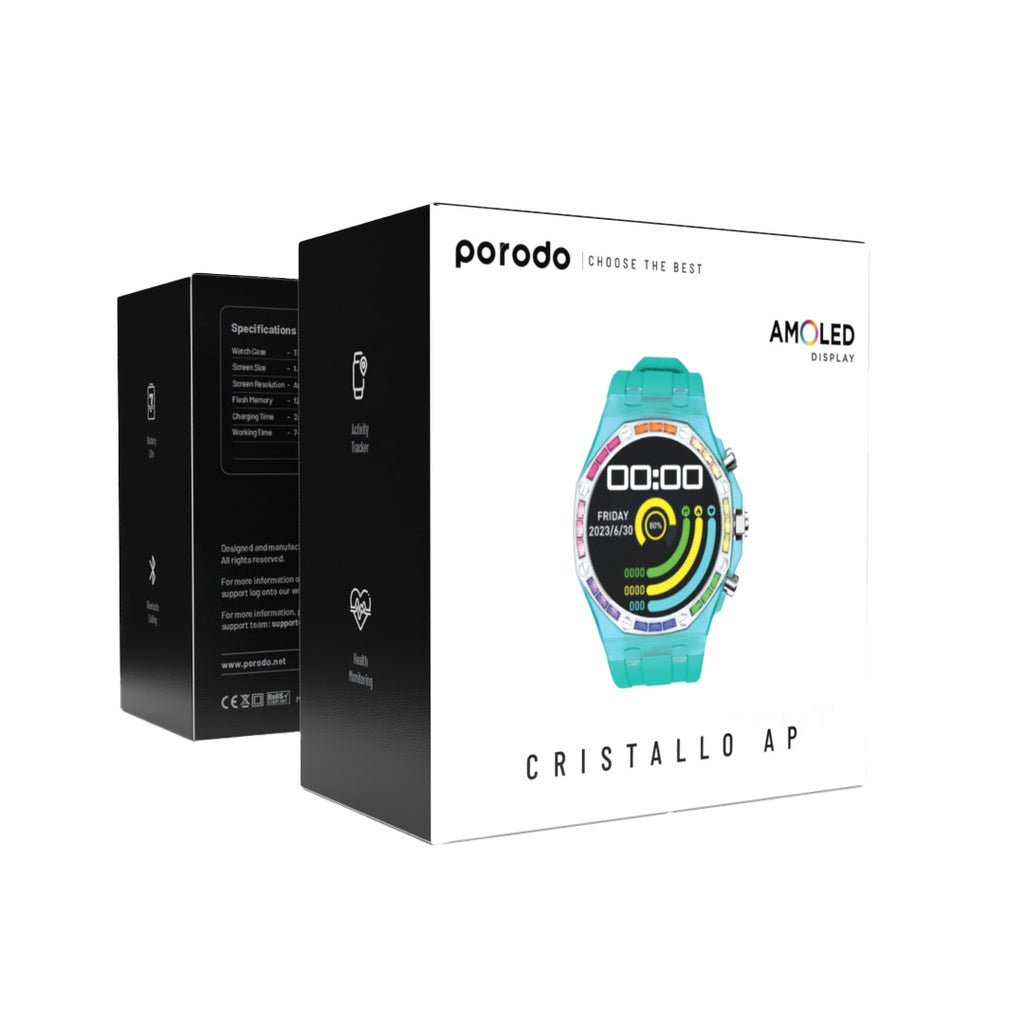 Porodo Transparent Cristallo AP Smartwatch AMOLED Display