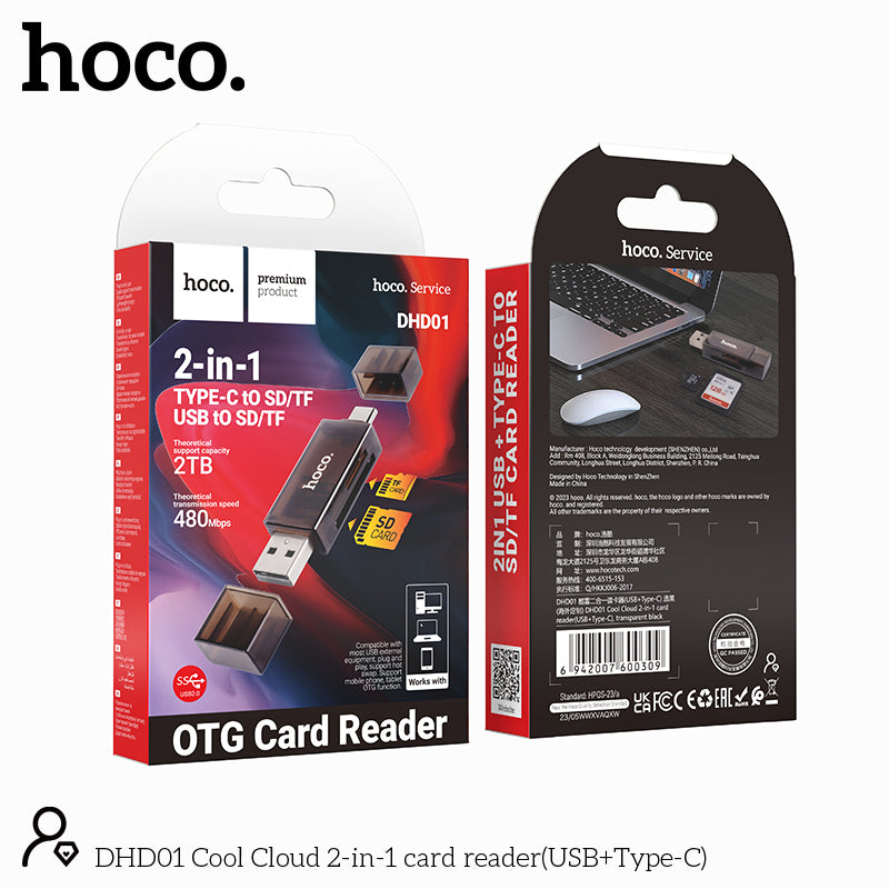 Hoco DHD01 2in1 Type-C to USB OTG Card Reader