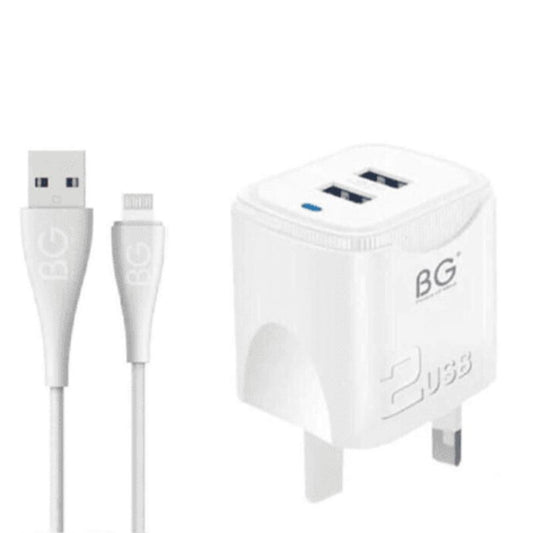 BG Home Charger Set With USB-A to Lightning Cable - White