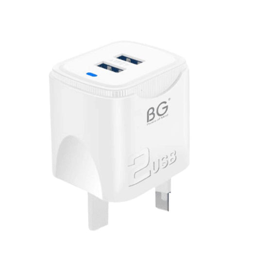 BG Home Charger With 2 USB Ports - White