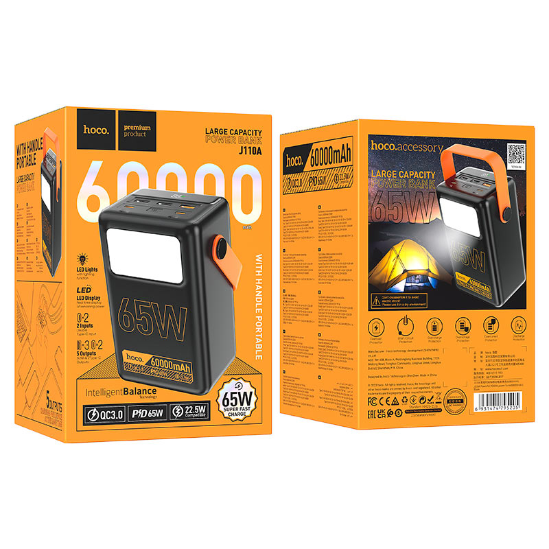 Hoco 65W 60000mAh Powermaster Power Bank 5 Port Output J110A
