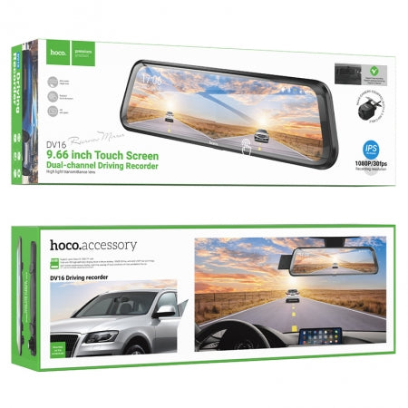 HOCO DV16 9.66 Inch Screen Display Dual-Channel Streaming Media Driving Recorder with Rear Camera
