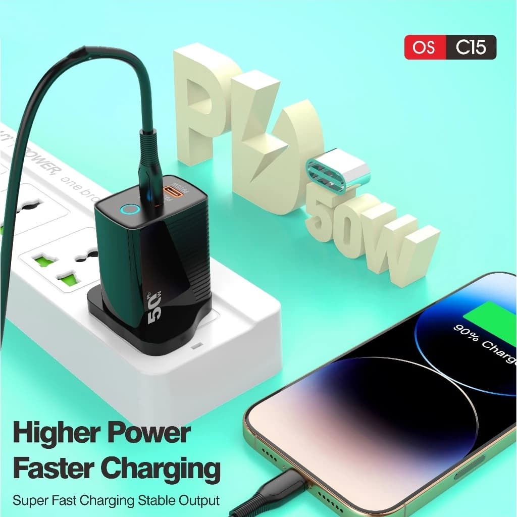 Onesam 50W GaN Dual Type C Super Fast Charger OS-C15
