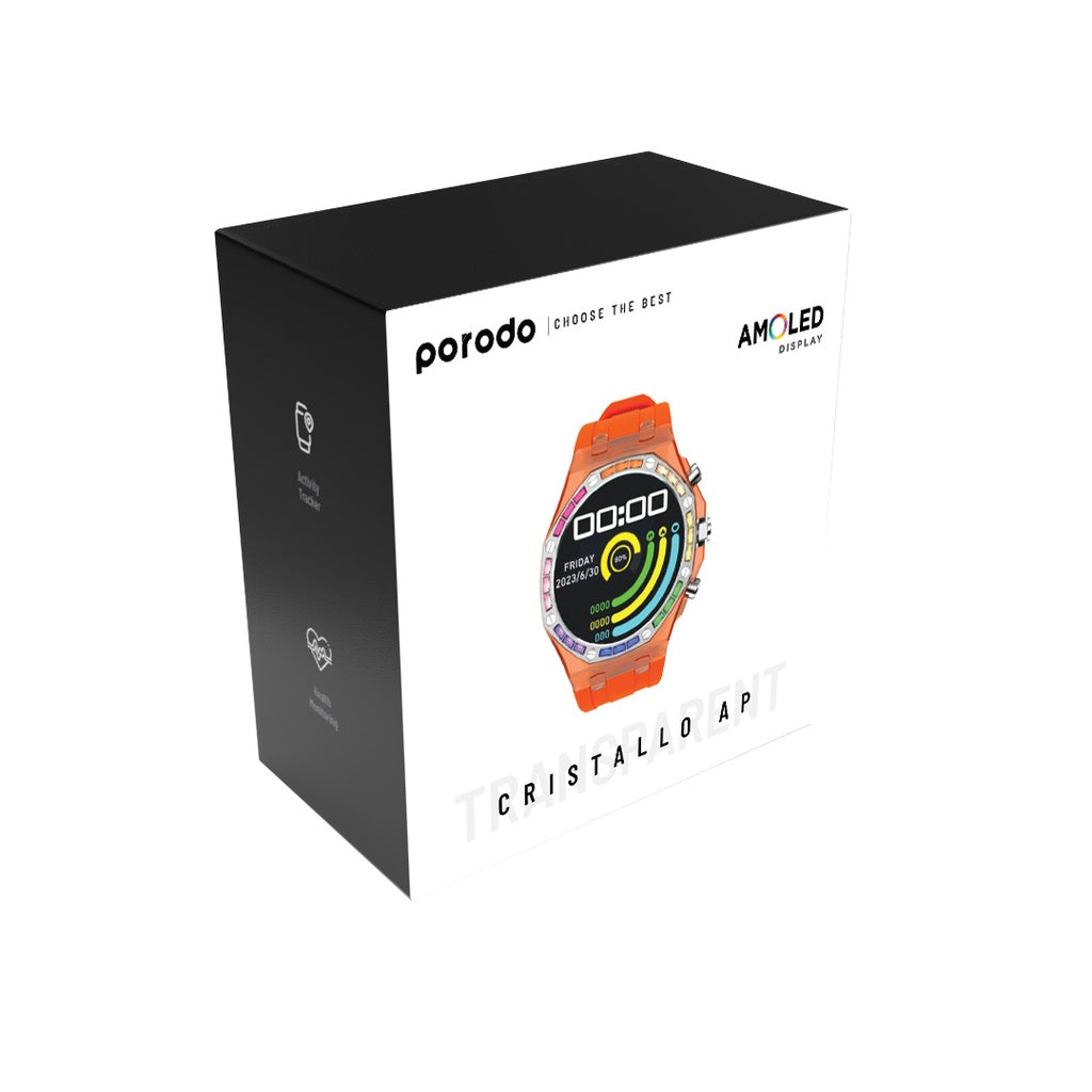 Porodo Transparent Cristallo AP Smartwatch AMOLED Display