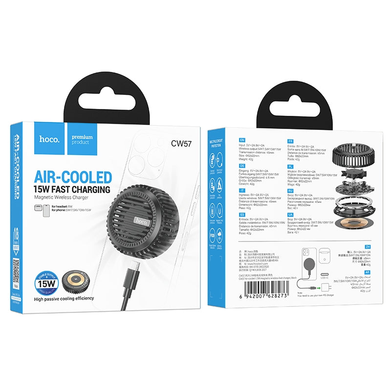 Hoco CW57 Air Cooled 15W MagSafe Magnetic Wireless Fast Charger