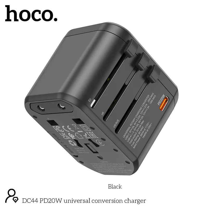 Hoco PD20W Three Ports Fast Universal Travel Conversion Charger DC44