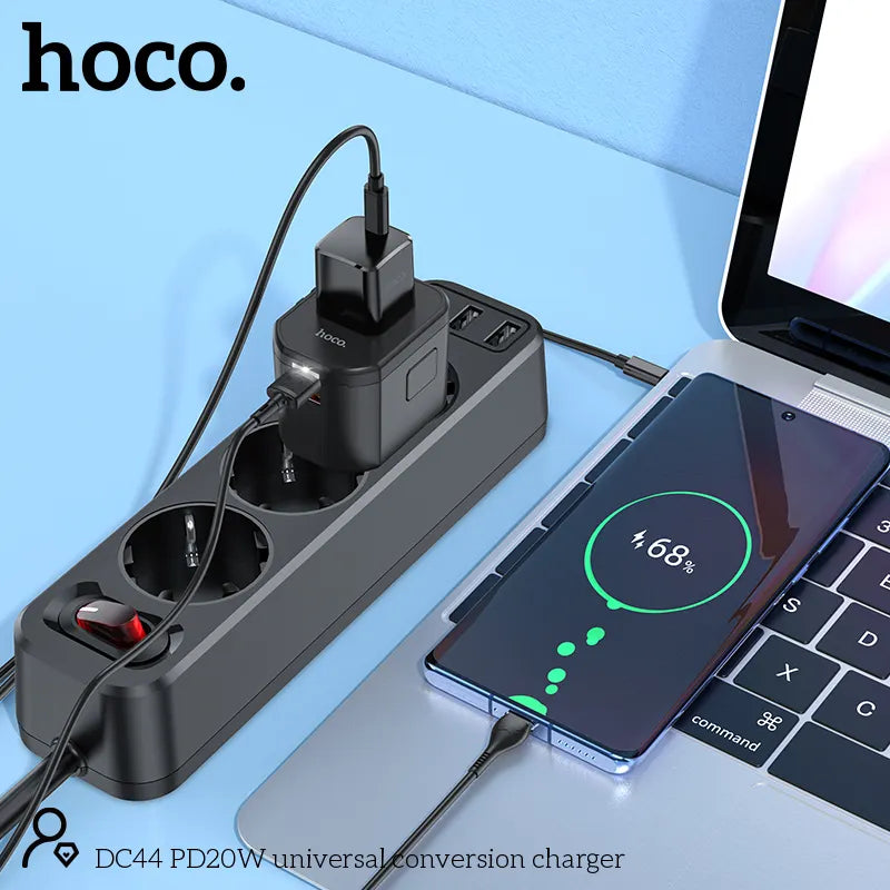 Hoco PD20W Three Ports Fast Universal Travel Conversion Charger DC44