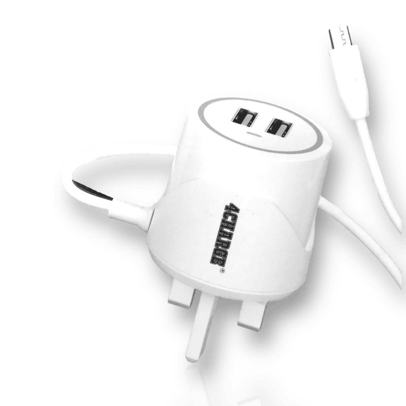 4Charge Home Charger With 2 USB - A Ports - White