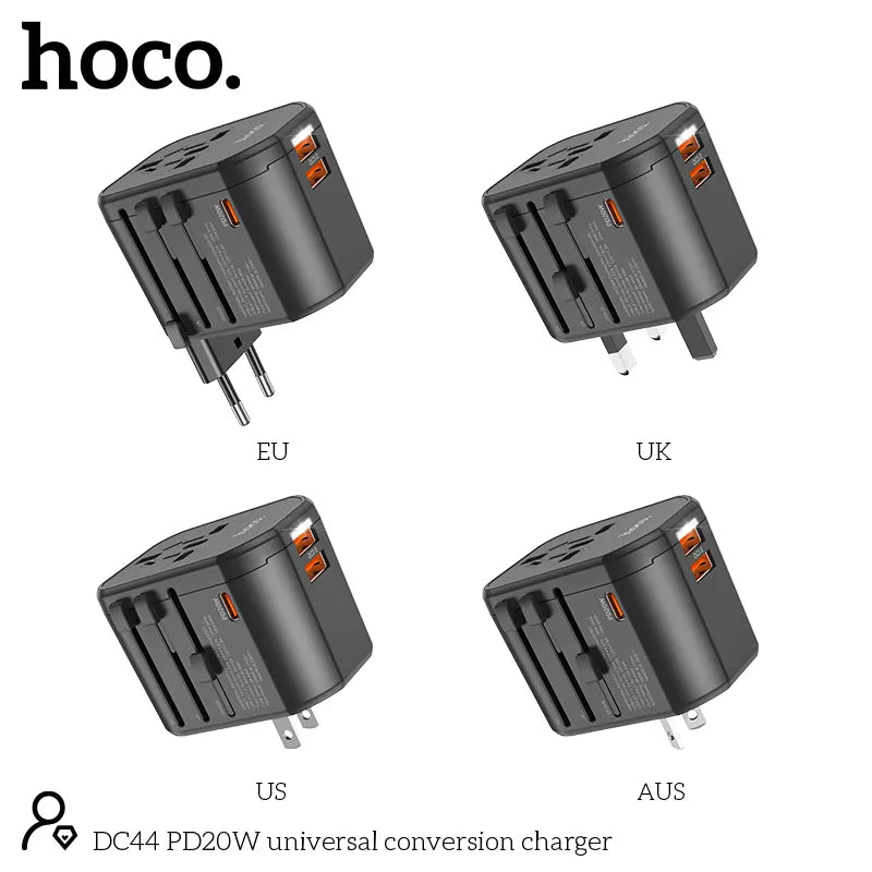 Hoco PD20W Three Ports Fast Universal Travel Conversion Charger DC44