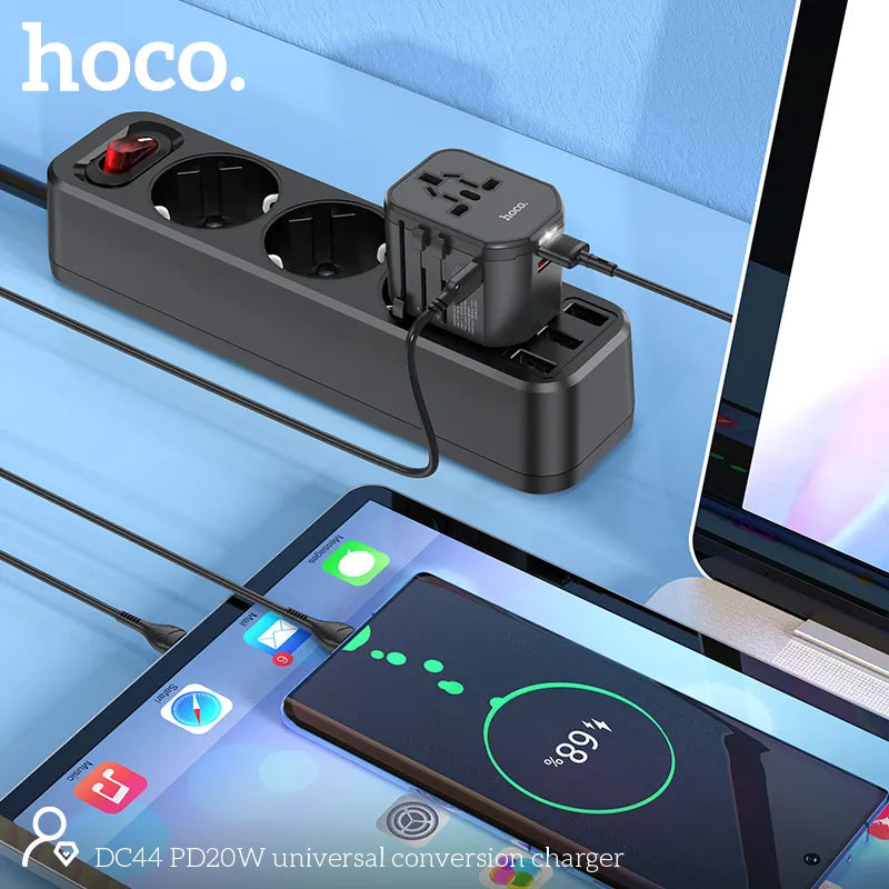 Hoco PD20W Three Ports Fast Universal Travel Conversion Charger DC44