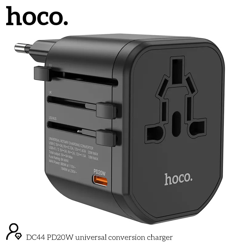 Hoco PD20W Three Ports Fast Universal Travel Conversion Charger DC44
