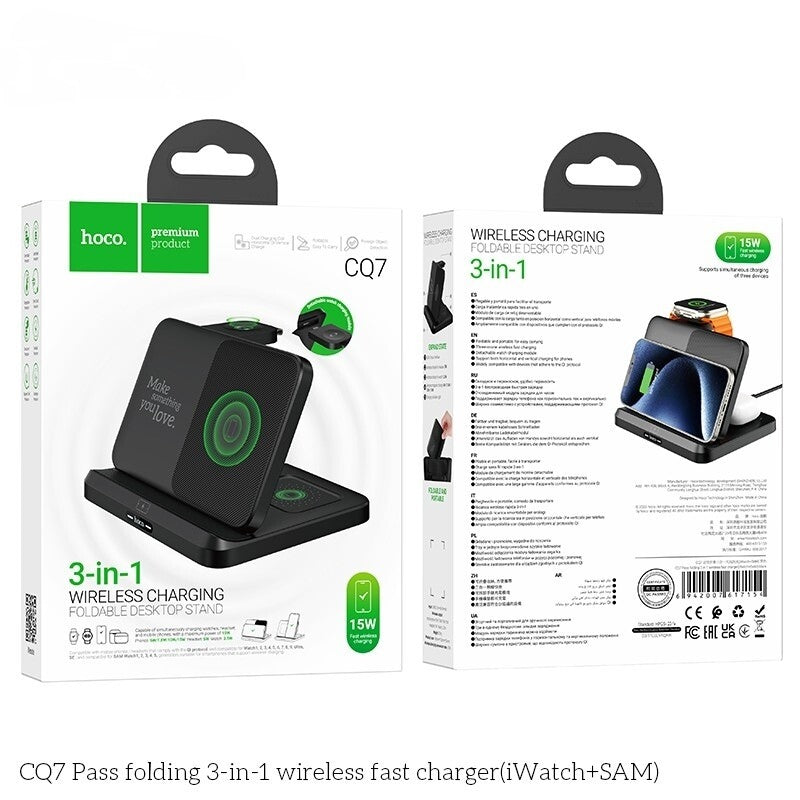 Hoco 3-in-1 Wireless Charging Foldable Desktop Stand CQ7