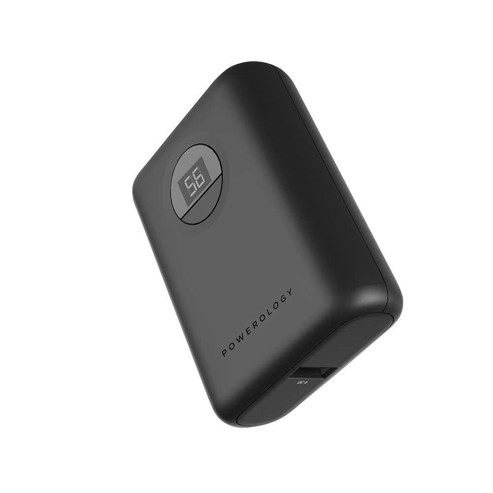 Powerology Ultra-Compact 10000 mAh Fast Charging Power Bank - Black