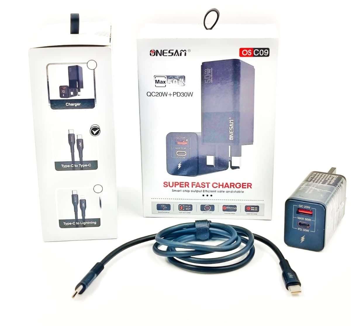 ONESAM 50W Max Super Fast Charger with USB C to C Cable OS-C09