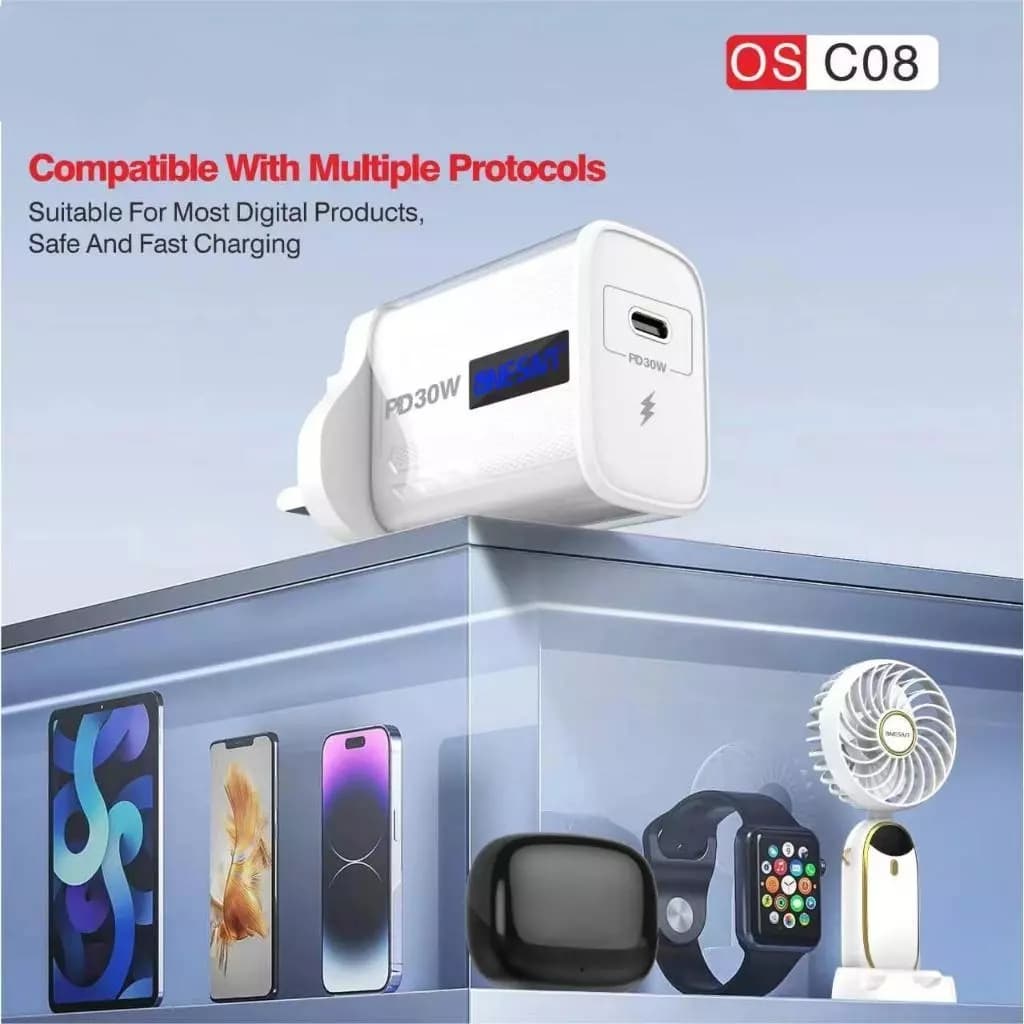 Onesam PD 30W Super Fast Charger with USB C to C Cable OS-C08