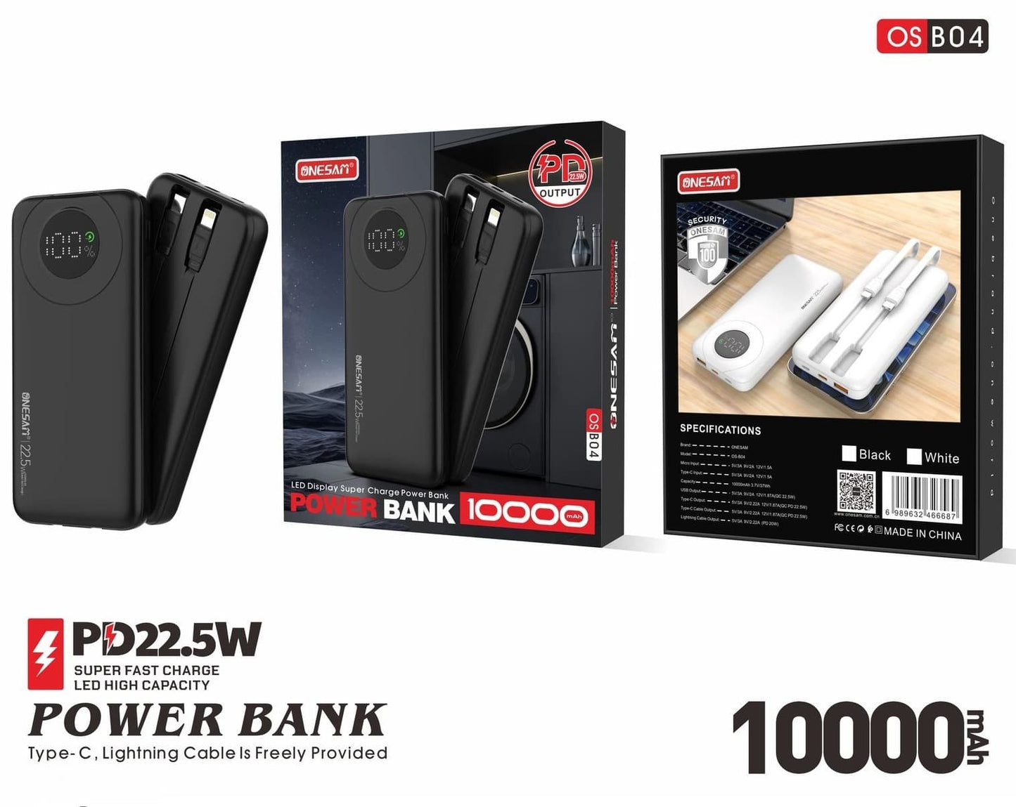 Onesam 10000mAh 22.5W Power Bank B04