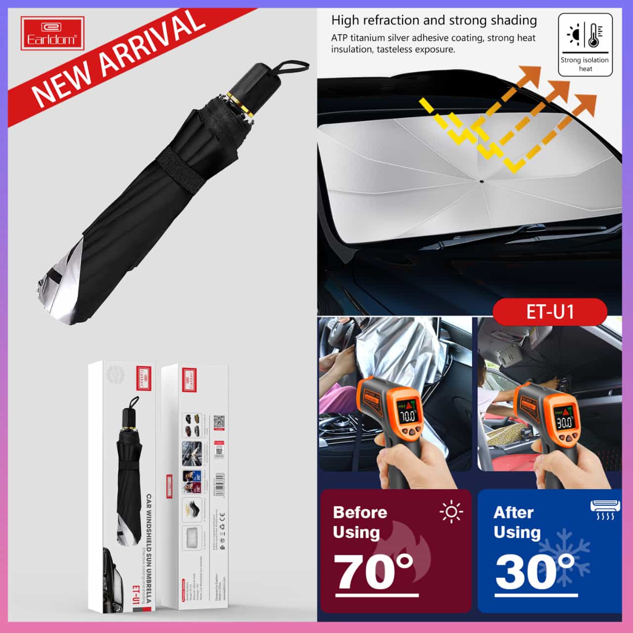 Earldom Car Windshield Sunshade Umbrella U1
