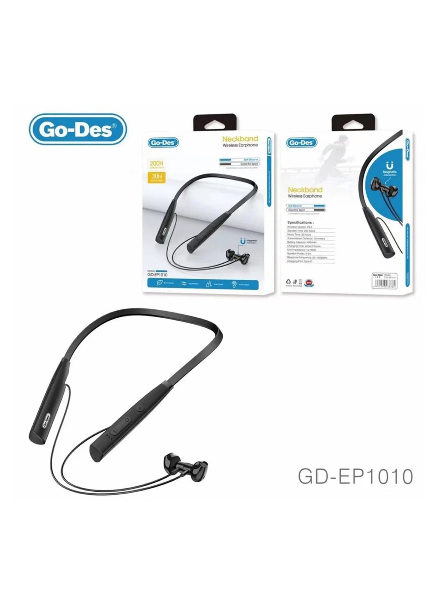Go-Des Magnetic Wireless Hands-Free Earphone - GD-EP1010