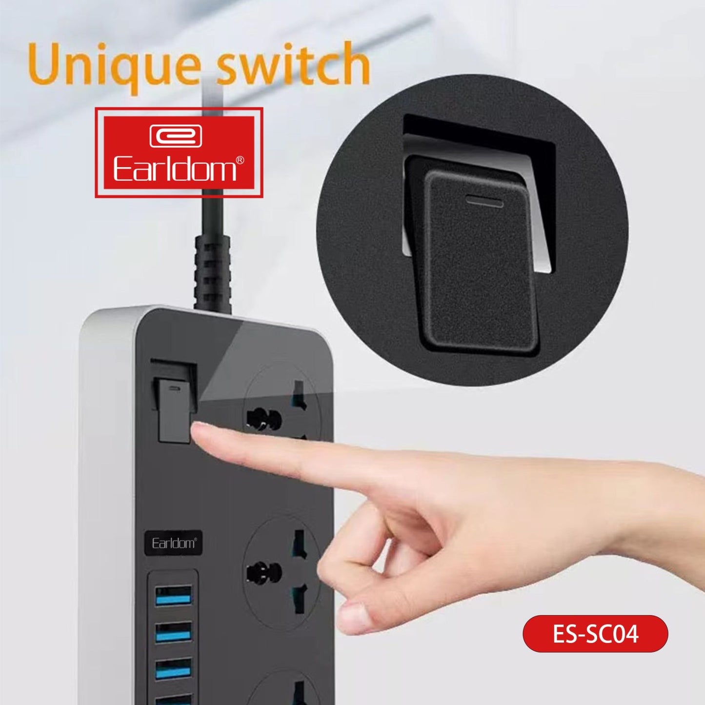 Earldom Power Extension with 3 AC Sockets and 6 USB Ports SC04