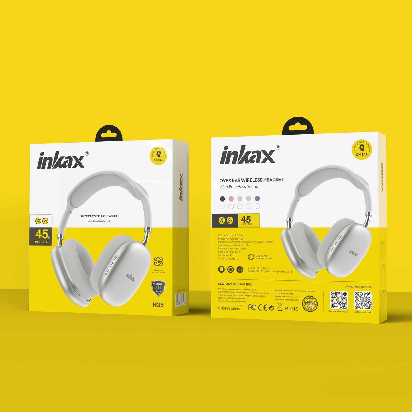 Inkax Over-Ear Wireless Bluetooth Headset H35