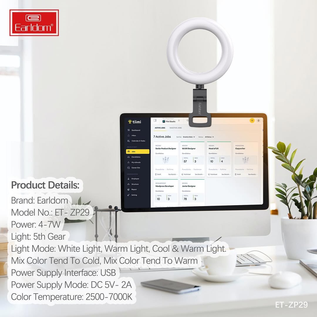 Earldom 2-IN-1 Clip on 5-Inch Multifunctional Ring Light ZP29