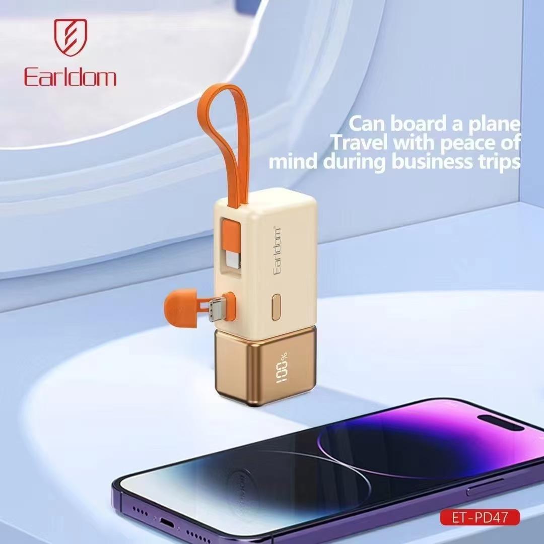 Earldom 22.5W 2-in-1 Gold Mini Power Bank with 5000mAh PD47