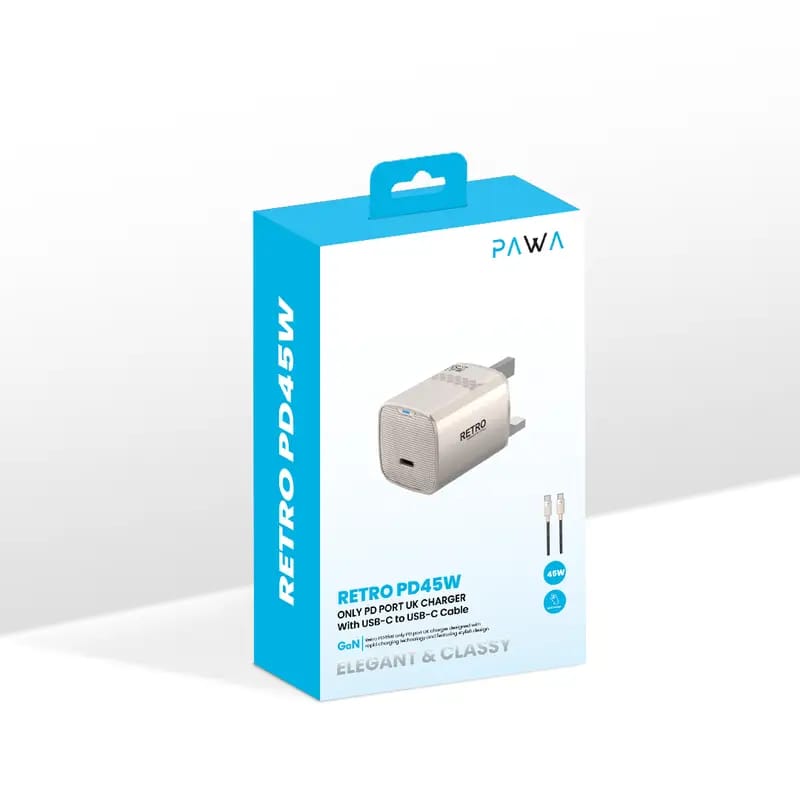 Pawa Retro PD45W Only PD Port Charger With USB-C to USB-C Cable