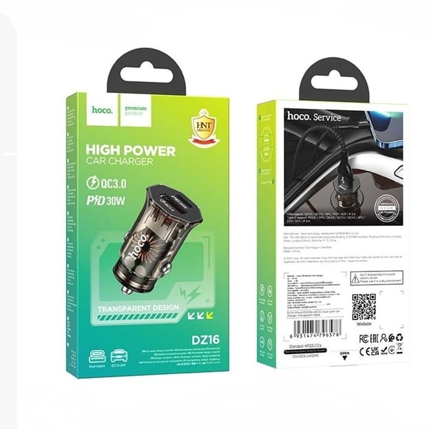 Hoco Proud PD30W+QC3.0 Dual Port Car Charger DZ16