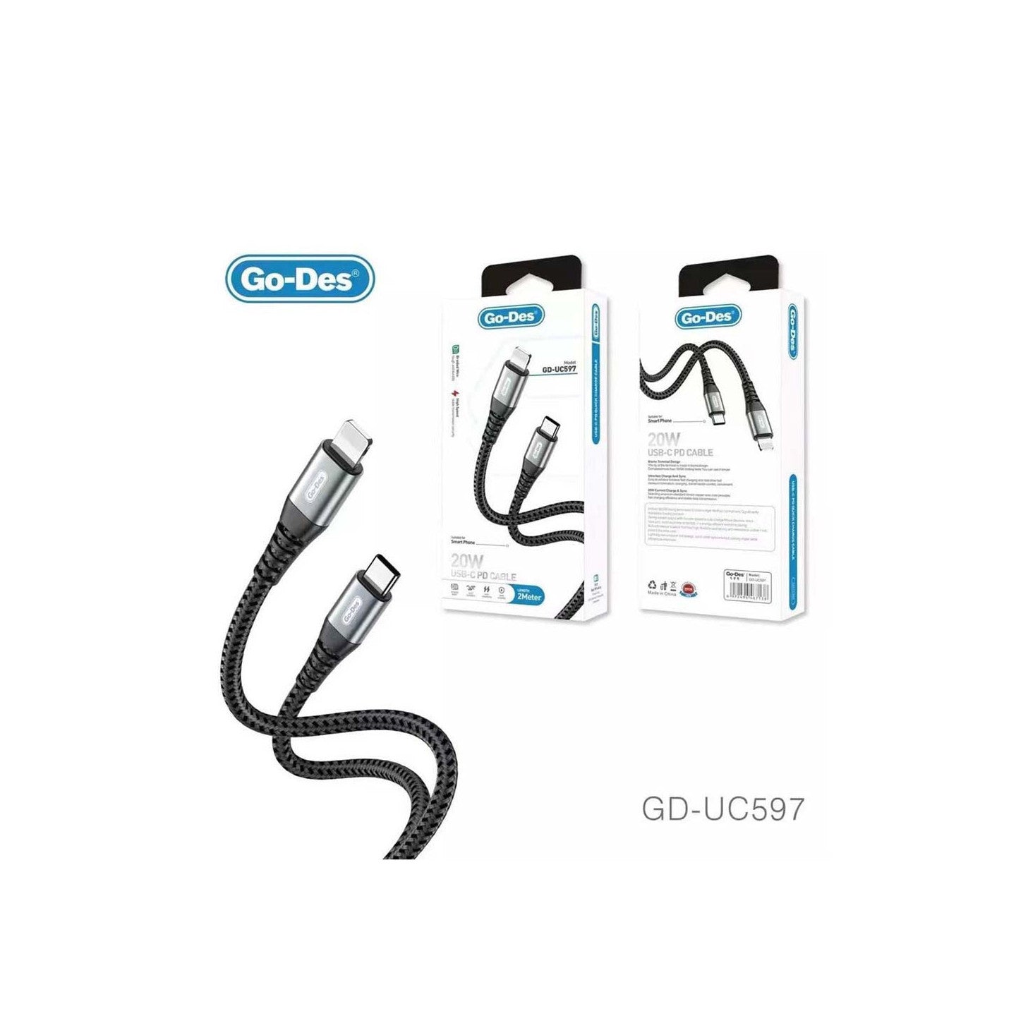 Go-Des UC597 Type-C to Lightning Charging Cable 2M