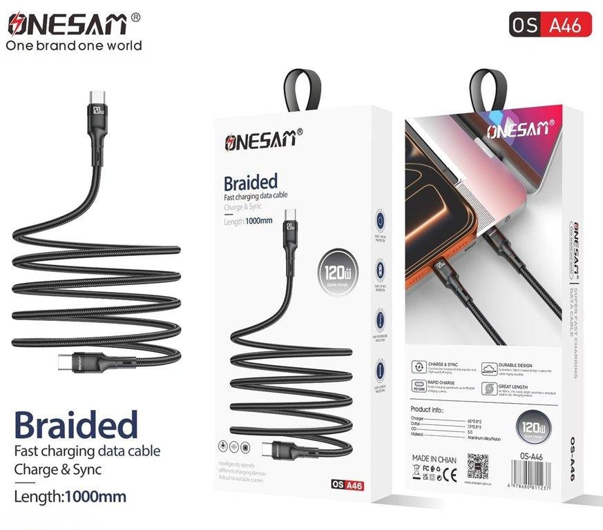 Onesam 120W Braided Type C to Type C Fast Charging Cable OS-A46