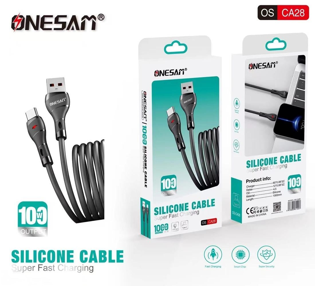 Onesam 100W Silicone Charging Cable USB-A to Type-C CA28