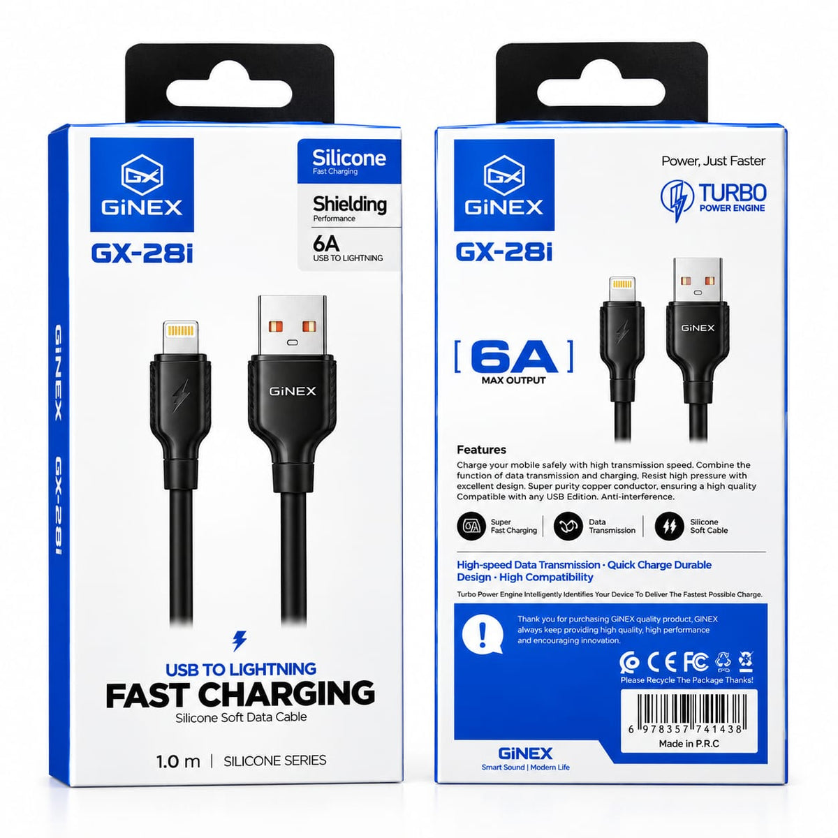 GiNEX USB to Lightning Fast Charging Cable GX-28i