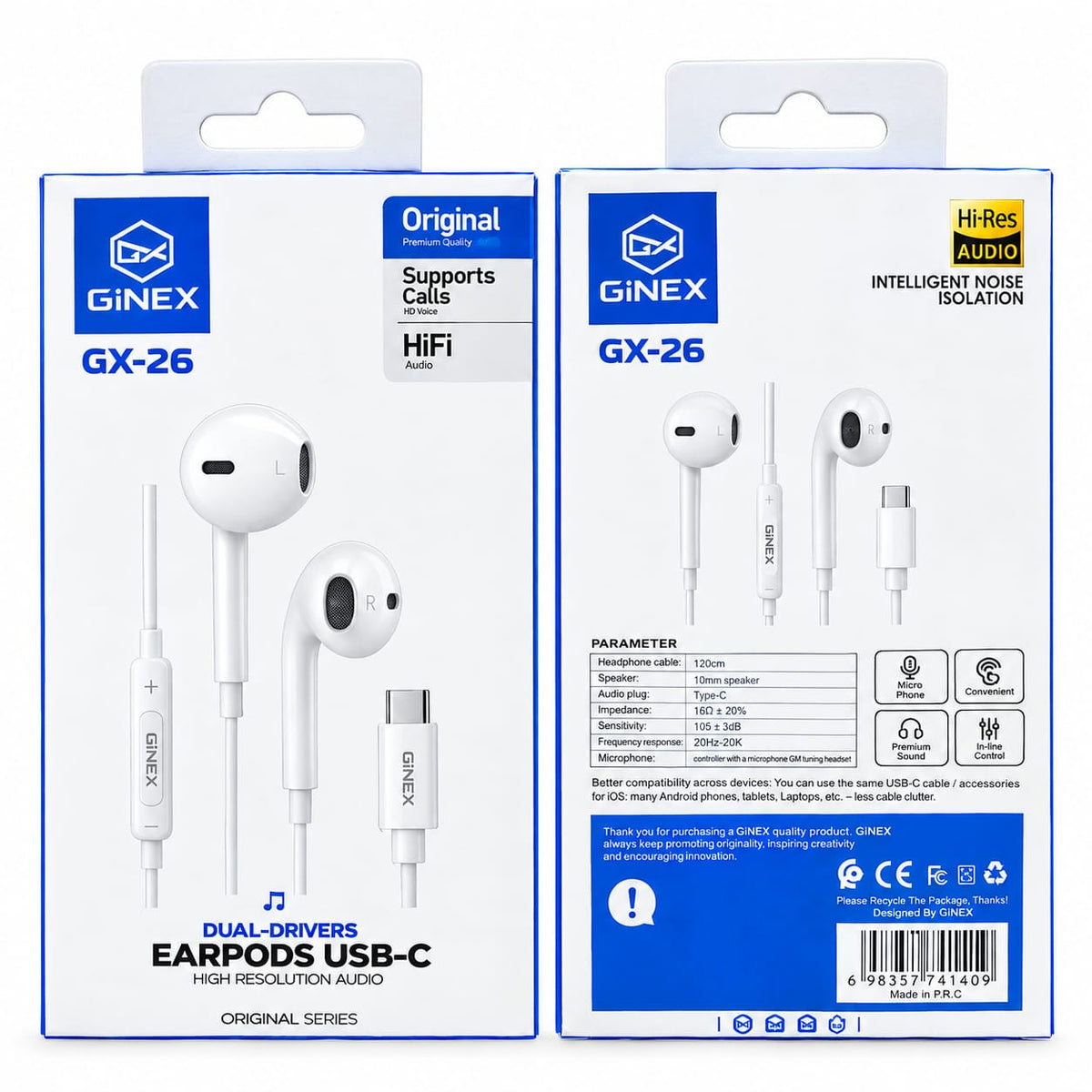 GiNEX Type-C Wired Handsfree GX-26